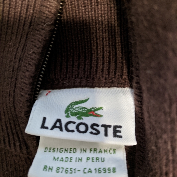 Lacoste brown mock turtleneck quarter zip sweater - Picture 2 of 5